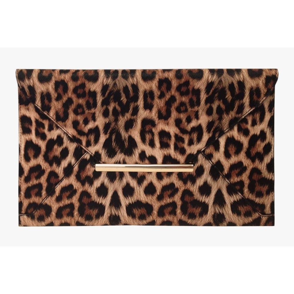 JNB Brand Leopard Print Clutch Evening Bag‎ With Gold Chain Strap NWT $49 MSRP
